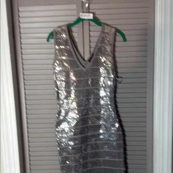 Hot Miami Styles Glittering Silver Backless Dress - Picture 1 of 7